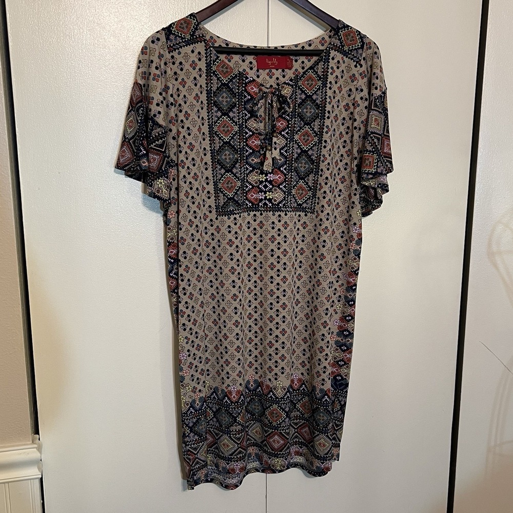 Tigerlily Boho‎ Geometric Tile Print Shift Tunic Dress - Women's Size Medium EUC